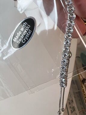 Swarovski Clear Crystal Slider Bracelet in Silver Tone